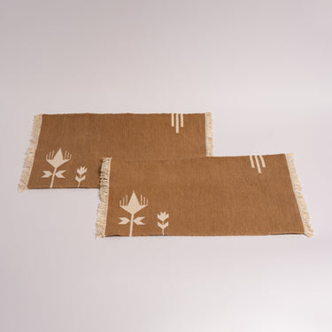 NARGIS TABLE MAT - BEIGE WITH CREAM (SET OF 2)